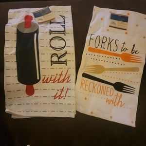SOLD Home Collection Punny Flour Sack Towels - 2 Pieces NWT